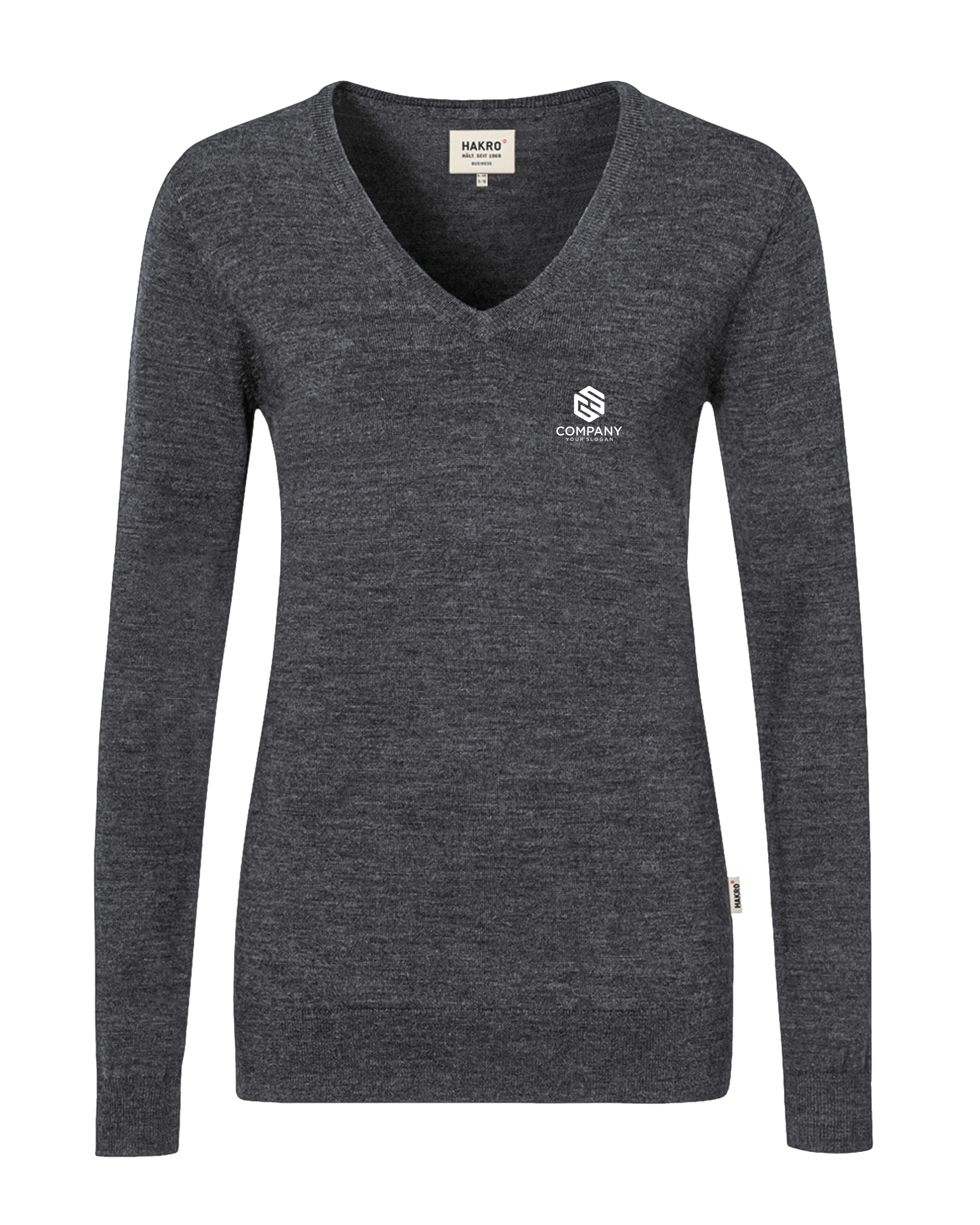 Damen V-Pullover Merino-Wolle